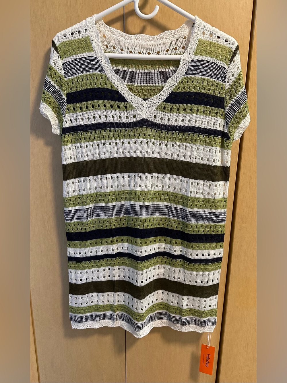 Striped V-Neck Knit Swim Cover-Up - NWT